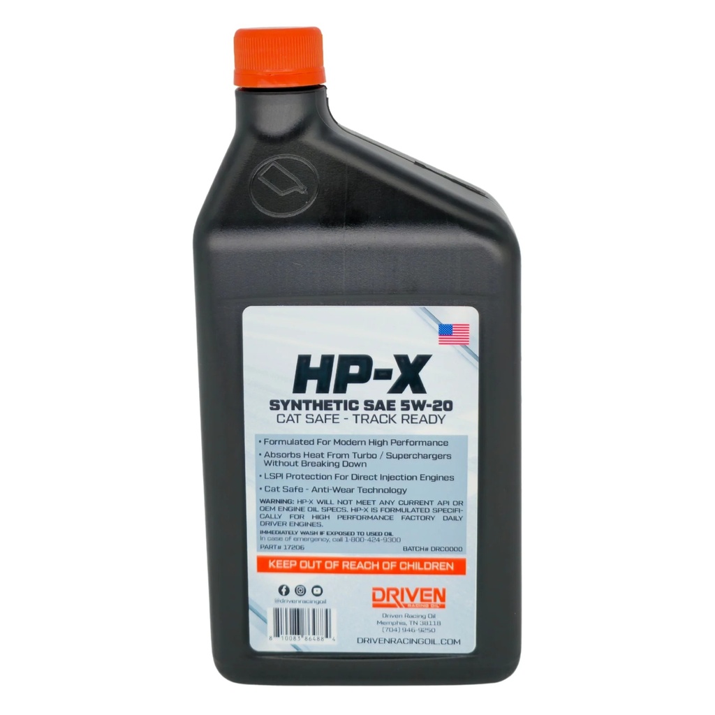 Driven Racing Oil HP-X SAE 5W-20 Synthetic | Quart 17206
