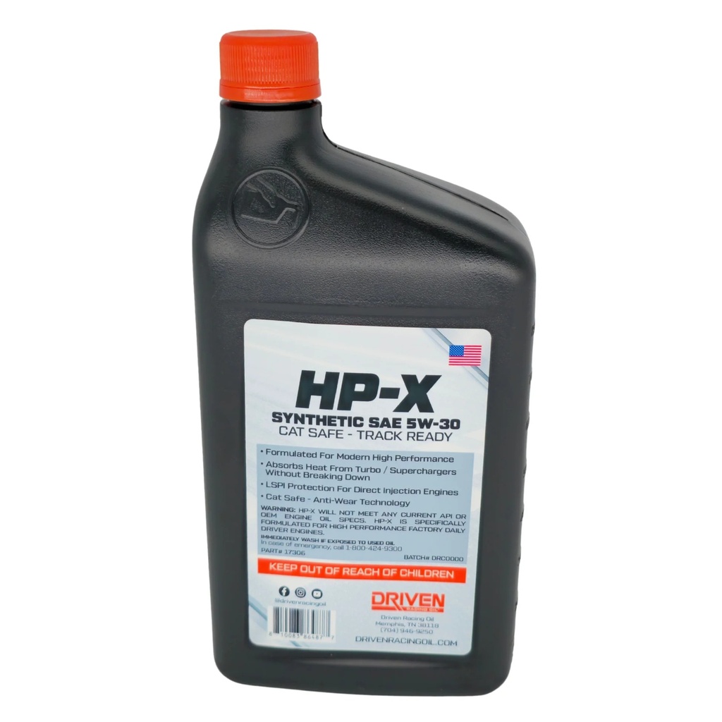 Driven Racing Oil HP-X SAE 5W-30 Synthetic | Quart 17306
