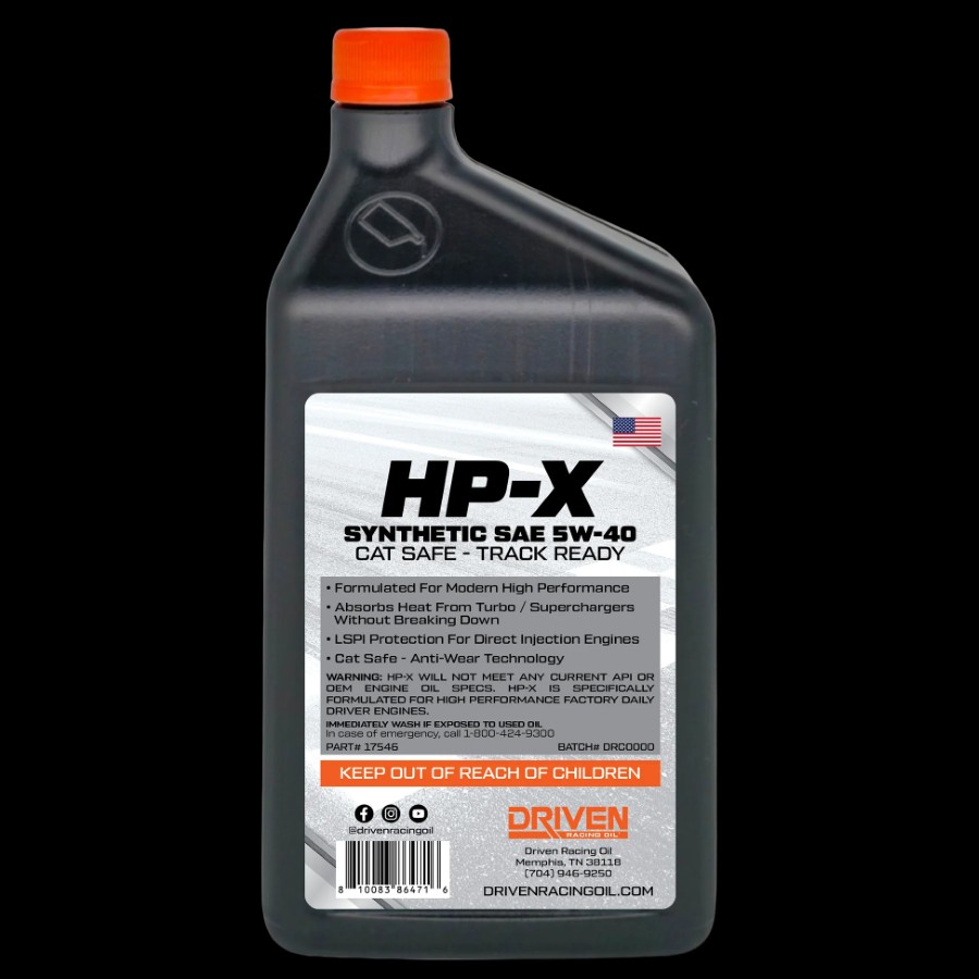 Driven Racing Oil HP-X SAE 5W-40 Synthetic | Quart 17546
