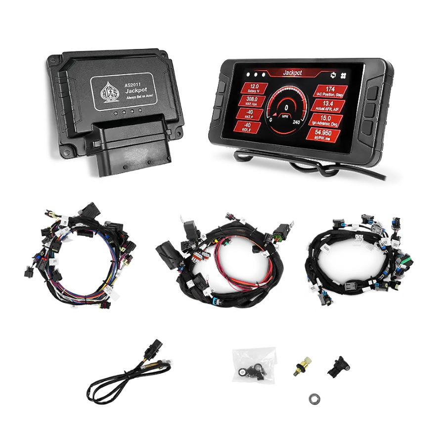 Aces EFI LS Jackpot Lite EFI Kit w/Drive by Cable & Manual Trans and EV6 Injector Subharness AS2011-1L