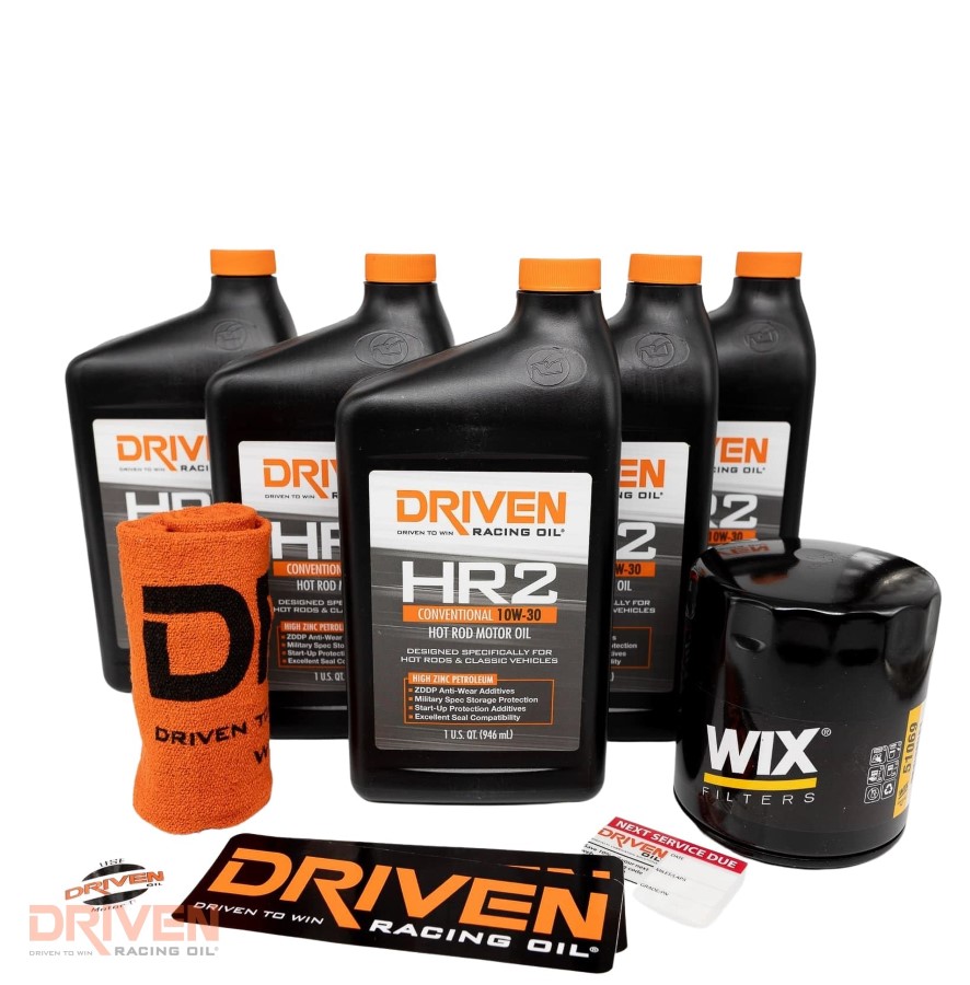 Driven Racing Oil 1964 - 1998 Chevrolet V8 4.3L 262 CID - 6.6L 400 CID Gen I Small Block & 6.5L 396 CID - 7.4L 454 CID Big Block HR2 10W-30 Conventional Oil Change Kit 20500K